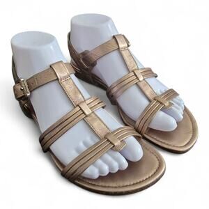 ECCO Odense Sandals Women's Size 37 Bronze Leather Strappy Comfort Shoes